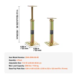 SucceBuy 4pcs House Floor Jack 11.6"-16" Adjustable 2500 Lbs Support Beam Basement Galvanized Telescoping Jack Post for Leveling
