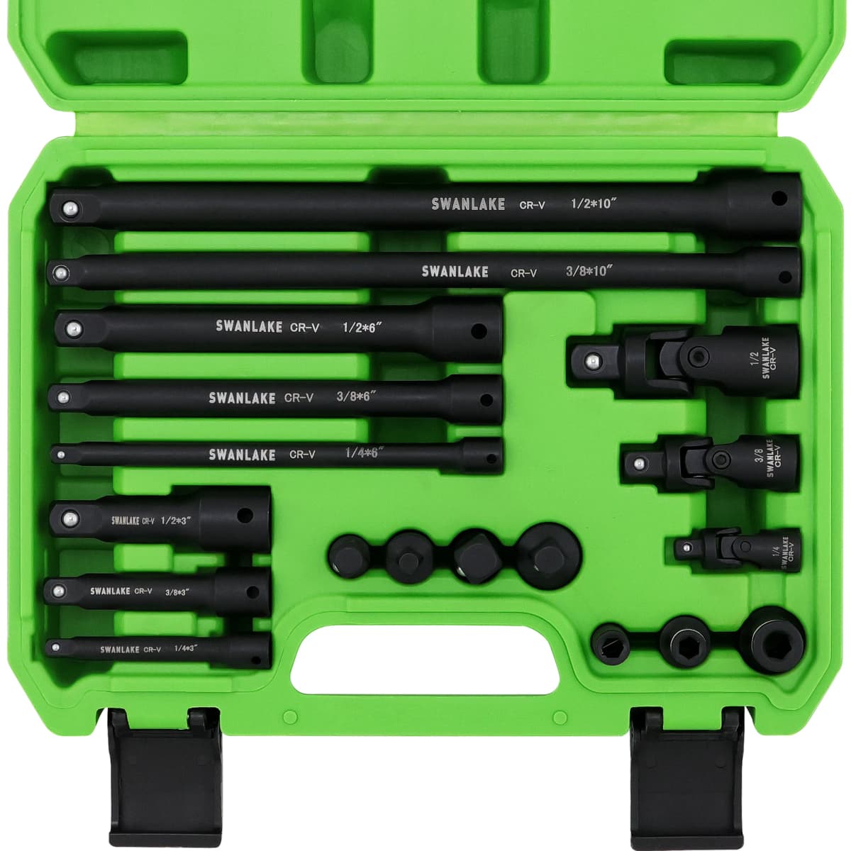 Swanlake 18-Piece Impact Socket Extension Set 1/4" 3/8" 1/2" Drive Swivel Universal Joint Swivel Socket Adapte Extension Bar