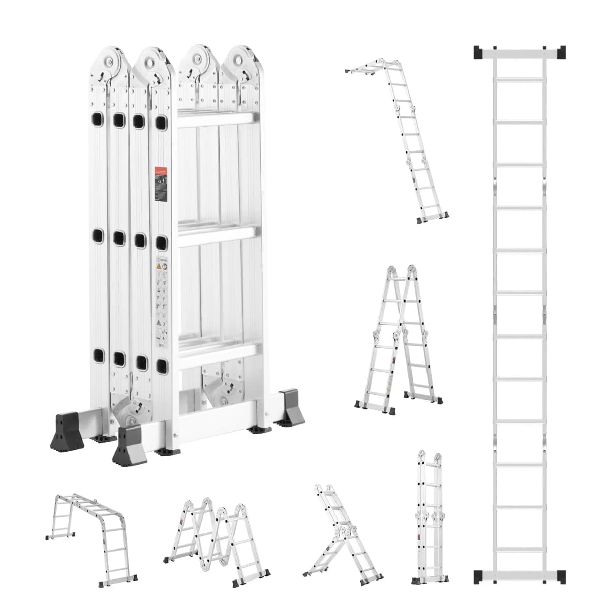 SucceBuy Multi-Purpose Folding Ladder 7- in -1 Tall Step Ladder A Frame Adjustable Telescoping Ladder for Household Outdoor Work