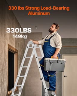 SucceBuy Multi-Purpose Folding Ladder 7- in -1 Tall Step Ladder A Frame Adjustable Telescoping Ladder for Household Outdoor Work