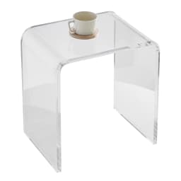 SucceBuy Acrylic End Table C-Shaped Lucite Side Table Clear Acrylic Side Table for Drink Food Snack used in Bedroom Living Room