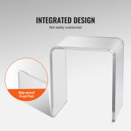 SucceBuy Acrylic End Table C-Shaped Lucite Side Table Clear Acrylic Side Table for Drink Food Snack used in Bedroom Living Room