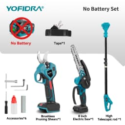 YOFIDRA 8 Inch Brushless Telescoping Pole Electric Chainsaw Scissors High Branch Garden Pruning Tool For Makita Battery Pin