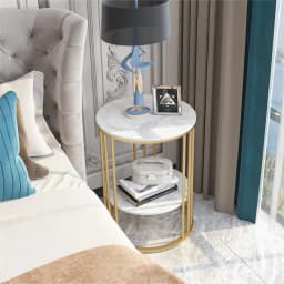 Side table luxury marble coffee table sofa table bronze metal frame modern