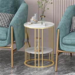 Side table luxury marble coffee table sofa table bronze metal frame modern