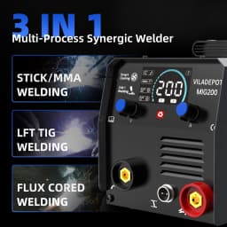 Viladepot 3 in 1 No Gas MIG Welder MIG/MMA/Lift TIG MIG200 Semi-automatic Welding Machine With Flux Cored Wire Gasless