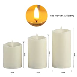 3PCS Flameless LED Candle WarmWhite Moving Dancing Wick Electic Candles Weding