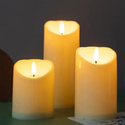 3PCS Flameless LED Candle WarmWhite Moving Dancing Wick Electic Candles Weding