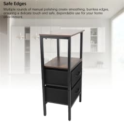 Night Stand for Bedroom MDF Carbon Steel Bedside Table with 2 Canvas Drawers for Living Room Dorm