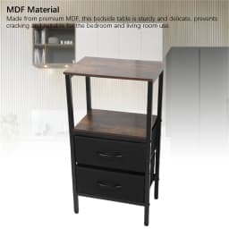 Night Stand for Bedroom MDF Carbon Steel Bedside Table with 2 Canvas Drawers for Living Room Dorm