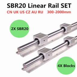 2pcs SBR20 200-1500mm Linear Guide Rail and 4pcs SBR20UU Linear Bearing Blocks for CNC Parts 20mm Linear Rail