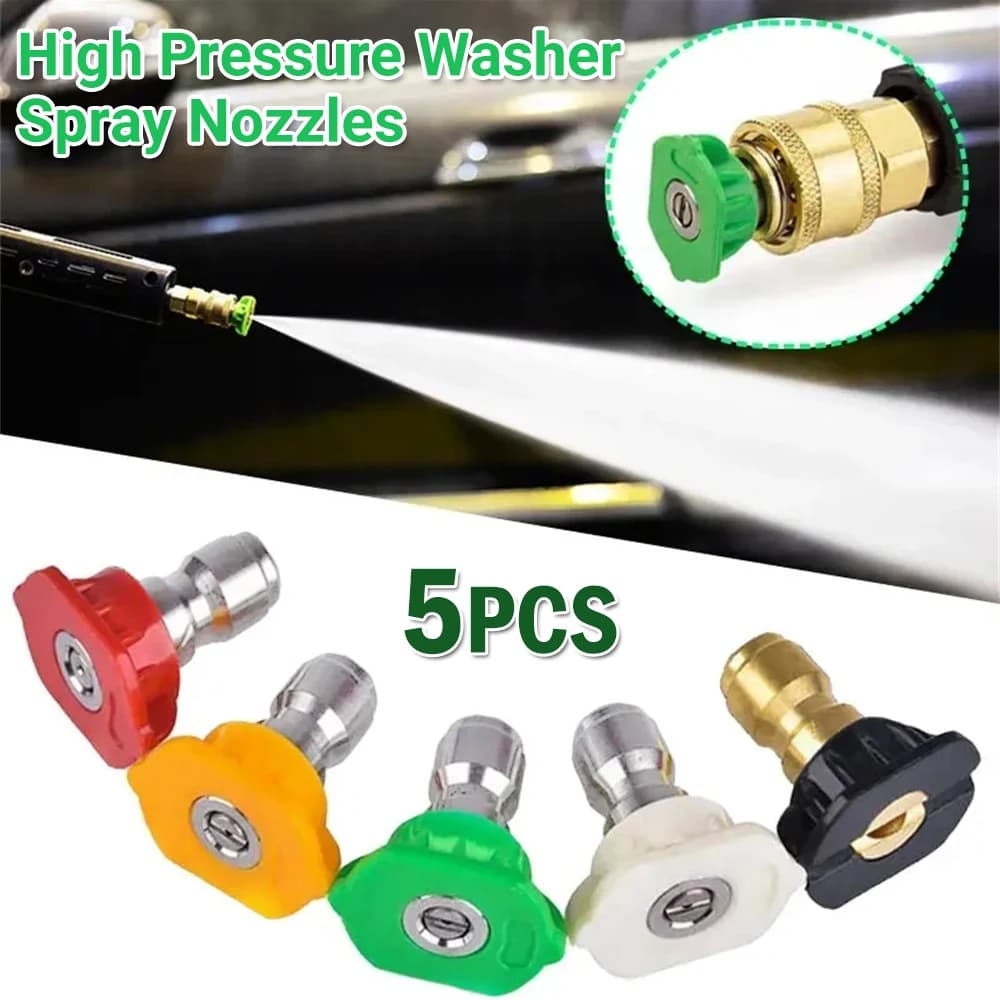 5 PCS High Pressure Washer Spray Nozzles Variety Degrees Quick Connect Tip NEW