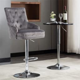 Luxury Velvet Swivel Bar Stools with Lion Knocker Upholstered Bar Dining Chairs for Home Bar Table