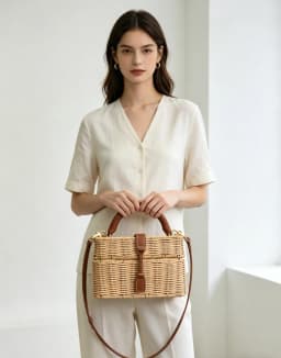 Handmade Summer Straw Bag Women Rattan Box Shoulder Travel Vacation Beach High Quality Square Purse