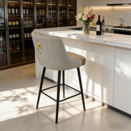 Swivel Bar Stools Microfiber Leather Upholstery Counter Height Bar Chairs with High Back and Footrest for Kitchen Island