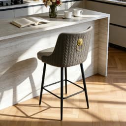 Swivel Bar Stools Microfiber Leather Upholstery Counter Height Bar Chairs with High Back and Footrest for Kitchen Island