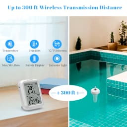 INKBIRD IBS-P01R Pool Thermometer with Indoor Monitor Up to 300 ft Transmission Floating Thermometer for Bathtub,Aquarium