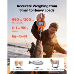 SucceBuy 660 lbs/300 kg Digital Crane Scale Portable Handheld Hanging Scale with LCD Display & Hook for Farm Hunting Fishing