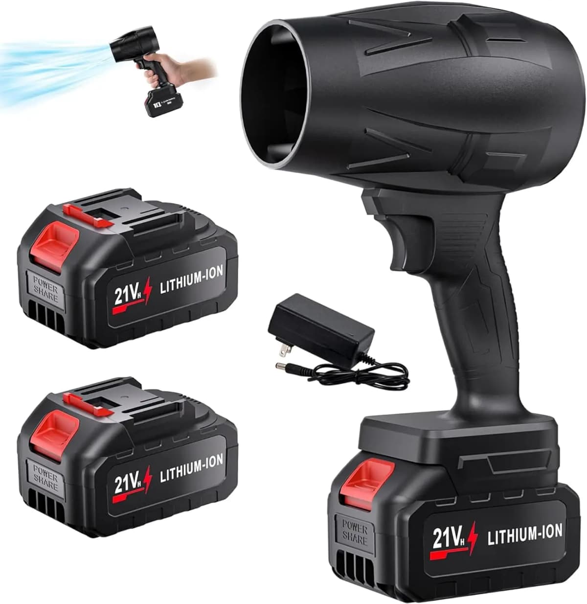 Cordless Leaf Blower, Lightweight Handheld Turbo Jet Blower 130000 RPMPortable Dust Cleaner with Adjust, 2*2.0Ah Battery Powered