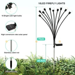 Solar Firefly Garden Lights 10LED Swaying Outdoor Waterproof Landscape Decor