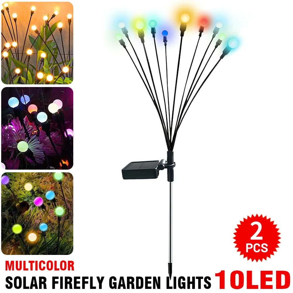 Solar Firefly Garden Lights 10LED Swaying Outdoor Waterproof Landscape Decor