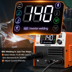 Hitbox Hbm200 Mig Welder 3 in 1 Arc/Gasless Mig/Lift Tig Non Gas Semi-Automatic Igbt Inverter Welding Machine 220V Au Plug