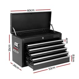 5 Drawer Lockable Tool Chest Cabinet Garage Storage Organizer Black Heavy Duty Steel Rolling Cabinet