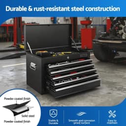 5 Drawer Lockable Tool Chest Cabinet Garage Storage Organizer Black Heavy Duty Steel Rolling Cabinet