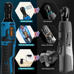Jemi Tool 12V Electric Ratchet Wrench Set, 40N.m, 3/8'' Cordless Electric Wrench, Equipped with 7 Sockets and LED Light, Suitable for Automotive Maintenance, Disassembling Screws and Nuts, and a Variable-Speed Ratchet Wrench for Use in Narrow Spaces.