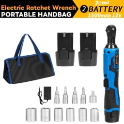 Jemi Tool 12V Electric Ratchet Wrench Set, 40N.m, 3/8'' Cordless Electric Wrench, Equipped with 7 Sockets and LED Light, Suitable for Automotive Maintenance, Disassembling Screws and Nuts, and a Variable-Speed Ratchet Wrench for Use in Narrow Spaces.