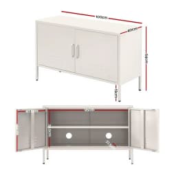 White Metal Buffet Sideboard Cabinet Kitchen Dining Room Storage Organizer Cupboard