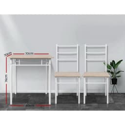 3 Piece Oak Dining Table and Chairs Set Compact Wooden Kitchen Furniture for Small Spaces