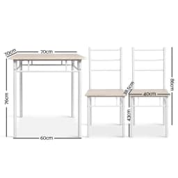 3 Piece Oak Dining Table and Chairs Set Compact Wooden Kitchen Furniture for Small Spaces