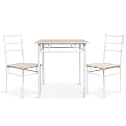 3 Piece Oak Dining Table and Chairs Set Compact Wooden Kitchen Furniture for Small Spaces