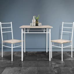 3 Piece Oak Dining Table and Chairs Set Compact Wooden Kitchen Furniture for Small Spaces