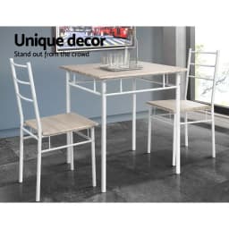 3 Piece Oak Dining Table and Chairs Set Compact Wooden Kitchen Furniture for Small Spaces