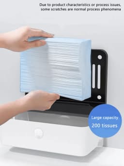 1pc Large Capacity 200-Sheet Tissue Box With Free Punch Installation Kit, Wall-Mounted Waterproof Paper Towel Holder For