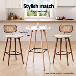 Modern Round Bar Table White Wood 98cm Height Kitchen Dining Counter Pub Table