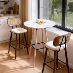 Modern Round Bar Table White Wood 98cm Height Kitchen Dining Counter Pub Table