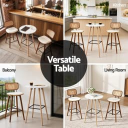 Modern Round Bar Table White Wood 98cm Height Kitchen Dining Counter Pub Table