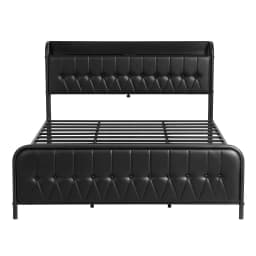 King Bed Frame with Storage Headboard SAA Certified Charging Station Platform Bed with USB Power Outlets and Extra Storage for Bedroom