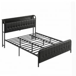 King Bed Frame with Storage Headboard SAA Certified Charging Station Platform Bed with USB Power Outlets and Extra Storage for Bedroom