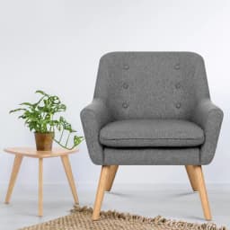 Grey Charcoal Linen Fabric Armchair Modern Upholstered Accent Chair Home Living Room Furniture