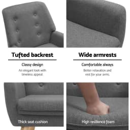 Grey Charcoal Linen Fabric Armchair Modern Upholstered Accent Chair Home Living Room Furniture