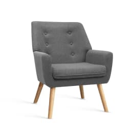 Grey Charcoal Linen Fabric Armchair Modern Upholstered Accent Chair Home Living Room Furniture