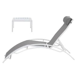 3 Piece Sun Lounge Outdoor Chaise Set Steel Patio Garden Furniture With Table and Chairs