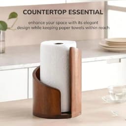 1pc Solid Wood Round Small Toilet Paper Holder, Compact Space-Saving Desktop Tissue Storage Rack, Natural Wood Color,