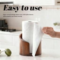 1pc Solid Wood Round Small Toilet Paper Holder, Compact Space-Saving Desktop Tissue Storage Rack, Natural Wood Color,
