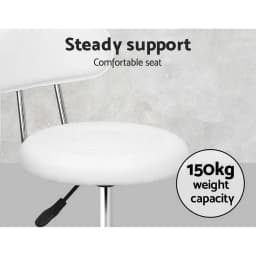 2 Pack Modern Salon Stool Swivel Chair with Backrest White Height Adjustable Rolling Stool for Beauty Spa Tattoo and Home Use