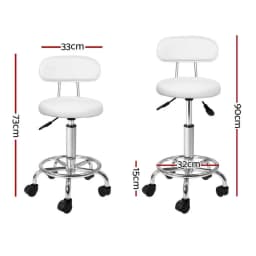 2 Pack Modern Salon Stool Swivel Chair with Backrest White Height Adjustable Rolling Stool for Beauty Spa Tattoo and Home Use